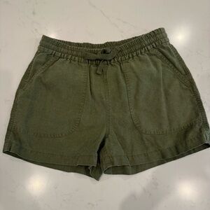 J.Crew : Mid-Rise  Soft Linen Blend Pull On Shorts : Olive : XS